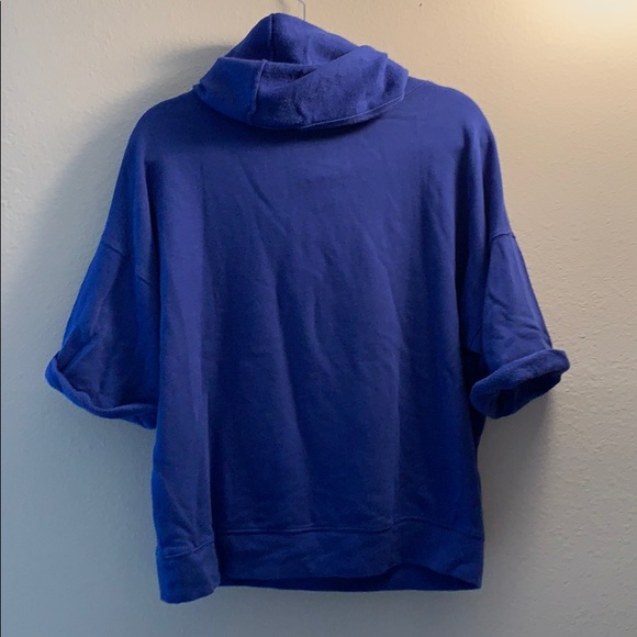 NWT J. Crew Factory Blue Cowl Neck SS Sweatshirt - Picture 5 of 6